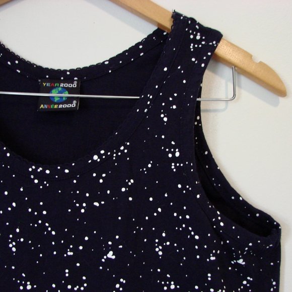 Y2K Mini Dress Year 2000 Tank Sleeveless Navy Blue Stretch Summer Dress Medium - Picture 5 of 11